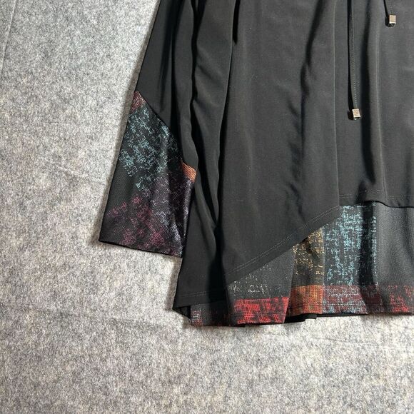 Ali Miles Tunic Top Womens 1X Cowl Neck Multicolored Accents Art To Wear Arsty - Picture 2 of 8